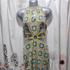 Rue21 | Neon Patchwork Print Cutout Bodycon Dress | Color: Tan base | Size: L